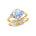 Rainbow Moonstone Gold Ring with Stackable Diamond Band - GeumJewels