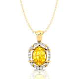 Vintage Style Oval Shaped Yellow Sapphire Halo Set with Diamond Accents