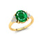 Trio Diamond Engagement Ring with Oval Cut Emerald - GeumJewels