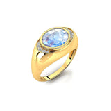 Classic Dome Shaped Diamond Oval Cut Moonstone Ring