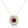 Double Halo Diamond Cushion Cut Garnet Necklace - GeumJewels