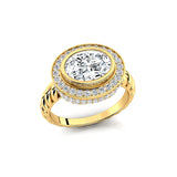 Vintage Style Elongated Oval Lab Diamond Halo Diamond Twisted Ring