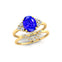 Tanzanite Solitaire Gold Ring With Stackable Diamond Band - GeumJewels