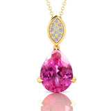 Illussion Set Diamond Pendant with Pear Cut Pink Sapphire