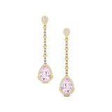 Vintage Style Pear Cut Morganite Halo Diamond Drop Earrings