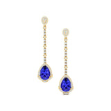 Vintage Style Pear Cut Tanzanite Halo Diamond Drop Earrings