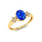 Criss Cross Diamond Ring with Oval Cut Blue Sapphire - GeumJewels