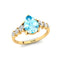 Pear Cut Aquamarine with Graduated Diamonds Ring - GeumJewels