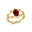Flower Inspired Ring with Oval Shaped Garnet and Accent Diamonds - GeumJewels