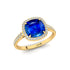 Halo Diamond Engagement Ring with Cushion Cut Blue Sapphire - GeumJewels
