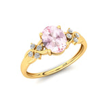 Criss Cross Diamond Ring with Oval Cut Morganite