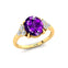 Trio Diamond Engagement Ring with Oval Cut Amethyst - GeumJewels