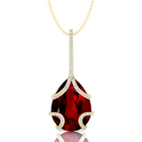 Teardrop Shaped Ruby Pendant Wrapped with Diamond Loop