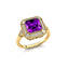 Vintage Style Square Cut Amethyst Diamond Ring - GeumJewels