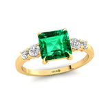 Princess Cut Emerald Graduating Accent Diamond Ring