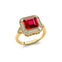 Vintage Style Square Cut Ruby Diamond Ring - GeumJewels