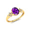 Criss Cross Diamond Ring with Oval Cut Amethyst - GeumJewels