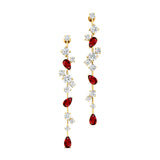 Fancy Ruby Cluster Drop Earrings