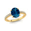 Oval Solitaire London Blue Topaz with Accent Diamonds Engagement Ring - GeumJewels