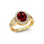 Solitaire Oval Garnet Split Shank Diamond Engagement Ring - GeumJewels