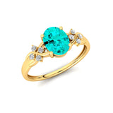 Criss Cross Diamond Ring with Oval Cut Paraiba Tourmaline