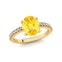 Oval Solitaire Yellow Sapphire with Accent Diamonds Engagement Ring - GeumJewels