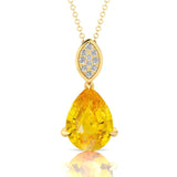 Illussion Set Diamond Pendant with Pear Cut Yellow Sapphire