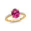 Oval Solitaire Pink Sapphire with Accent Diamonds Engagement Ring - GeumJewels