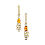 Elongated Cushion Citrine Bezel Set Diamond Drop Earrings