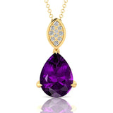 Illussion Set Diamond Pendant with Pear Cut Amethyst