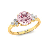 Trio Diamond Engagement Ring with Round Solitaire Morganite