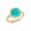 Halo Diamond Engagement Ring with Cushion Cut Paraiba Tourmaline - GeumJewels