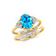 Swiss Topaz Solitaire Gold Ring With Stackable Diamond Band - GeumJewels