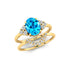 Swiss Topaz Solitaire Gold Ring With Stackable Diamond Band - GeumJewels