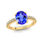Oval Solitaire Tanzanite with Accent Diamonds Engagement Ring - GeumJewels