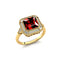Vintage Style Square Cut Garnet Diamond Ring - GeumJewels