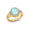 Solitaire Oval Aquamarine Split Shank Diamond Engagement Ring - GeumJewels