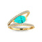 Fashionable V Shaped Diamond Ring with Pear Cut Paraiba Tourmaline - GeumJewels