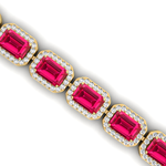 14kt Gold Pink Sapphire Bracelet Wedding Jewelry Gift for Mother - GeumJewels