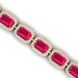 14kt Gold Pink Sapphire Bracelet Wedding Jewelry Gift for Mother - GeumJewels