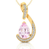 Designer Diamond Loop Pendant with Teardrop Shaped Morganite