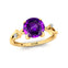 Criss Cross Nature Inspired Diamond Ring  with Round Amethyst - GeumJewels
