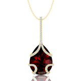 Teardrop Shaped Garnet Pendant Wrapped with Diamond Loop