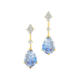 Teardrop Moonstone Drop Earrings with Accent Diamonds