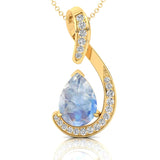 Designer Diamond Loop Pendant with Teardrop Shaped Moonstone