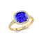 Halo Diamond Engagement Ring with Cushion Cut Tanzanite - GeumJewels