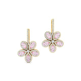 Pear Shaped Morganite Flower Diamond Leverback Earrings