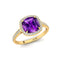 Halo Diamond Engagement Ring with Cushion Cut Amethyst - GeumJewels
