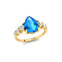 Pear Cut Swiss Blue Topaz with Graduated Diamonds Ring - GeumJewels