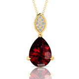 Illussion Set Diamond Pendant with Pear Cut Garnet